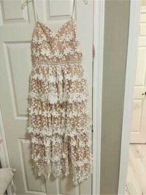 endless rose strapless textured column midi dress pink Endless Rose Strapless 3D Floral Appliqu Midi Dress